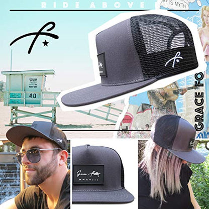 Grace Folly Trucker Hat for Men & Women. Snapback Mesh Caps - color: Charcoal Gray