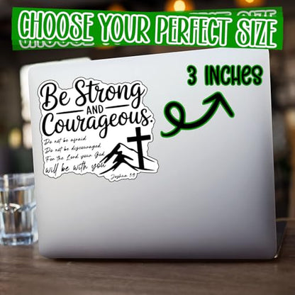 3Pcs Be Strong and Courageous Joshua 1:9 Bible Verse Stickers Christian Vinyl Sticker for Bible Journaling Jesus Faith Waterproof Sticker Water Bottle Laptop Phone Case Tumbler Mini Verse Decals 3x2.8