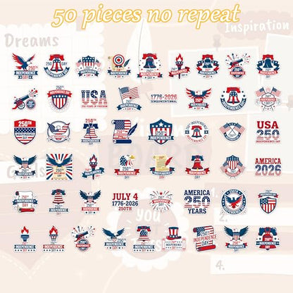 American 250 Stickers, Patriotic Decals for 250th Anniversary Party - color: 250th Anniversary