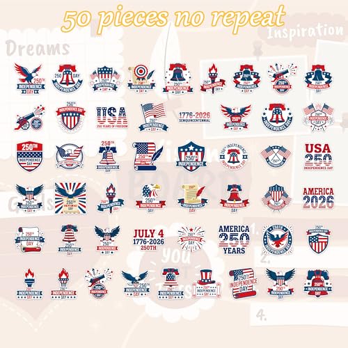 American 250 Stickers, Patriotic Decals for 250th Anniversary Party - color: 250th Anniversary