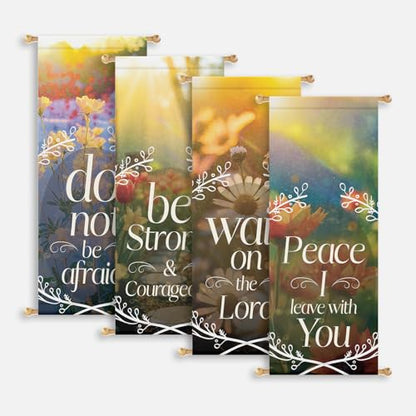 Church Banners with Scripture - Church Banners For Sanctuary Wall Worship - Welcome Religious Praise Hanging Signs Decorations For Church - Sets of Christian Flexible Banner Patterns Designs - 4 PC