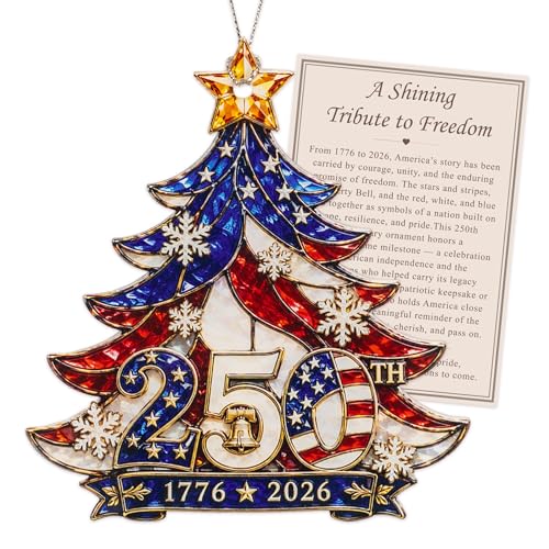 Christmas Decorations - Christmas Ornaments - 250 Anniversary USA Merchandise - Christmas Ornament 2026 - Stocking Stuffers - Gifts for Family Coworker car Hanging Accessories - color: 250years 3