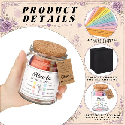 Lunmon Spanish Bible Verse Jar for Grandma Abuela 96 Color Coded Scripture Cards Daily Encouragement Prayer Jar Christian Gifts for Abuela Grandma Religious Birthday Christmas Gift for Grandmother - style: Grandmother