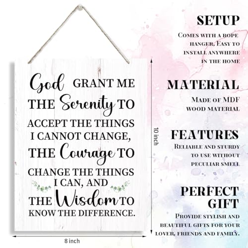 Christian Wall Art, Rustic Wooden Hanging Sign, Serenity Prayer Wall Decor, Motivational Home Office Decors, Inspirational Christmas Gift, God Grant Me the Serenity Courage Wisdom Sign - color: 12