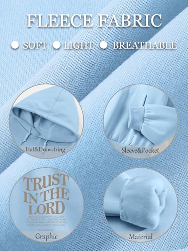Tuislay Trust In The Lord Hoodie Christian Sweatshirts Women - color: Blue, size: Small