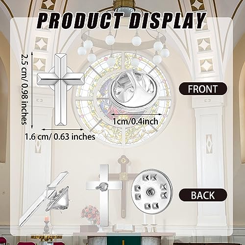 Jexine 50 Pcs Small Cross Lapel Pins Bulk, Religious Enamel Pin - color: Silver