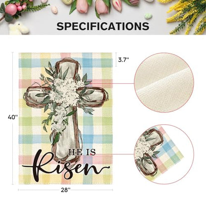 AVOIN colorlife He Is Risen Easter House Flag Outside 28x40 Inch - size: House Size-28 x 40"