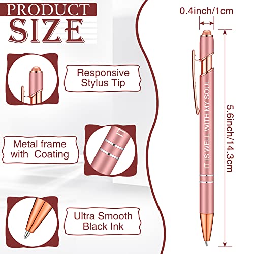 Zonon 12 Pcs Inspirational Pens, Motivational Ballpoint Pen Gifts for Women - color: Rose Gold, style: Bible Style