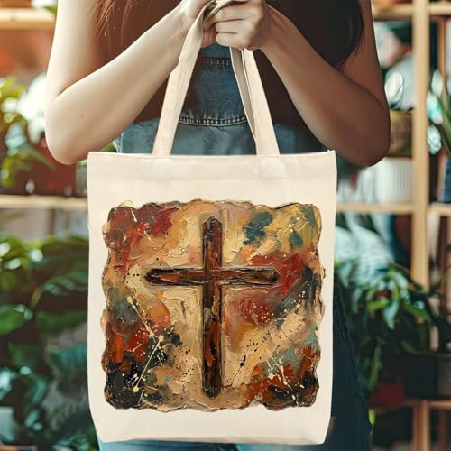 Faith Canvas Tote Bag, Christian Gifts for Women Mama Sister Inspirational Bible Verse Birthday Christmas - color: Western Cowboy 862