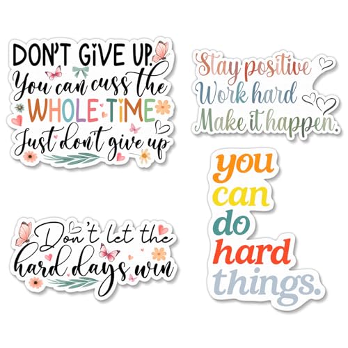 4 Pcs Motivational Quote Sticker Pack for Women - Waterproof Vinyl Decals - color: Multicolor