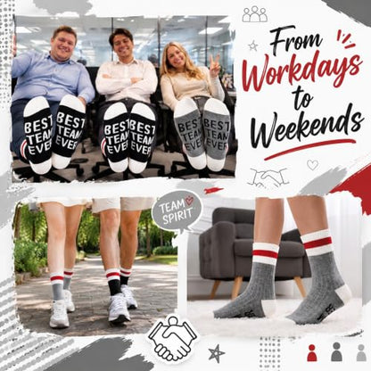 Glitopper 12 Pairs Best Team Ever Gift Socks Bulk - color: Grey, Black, style: Team