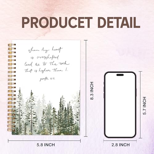KAOWT Christian Notebook Journal, Prayer Journal for Women, Lead Me To the Rock That is Higher Than I Bible Notebooks for Note Taking, Watercolor Mountain Hardcover Spiral Notebook 5.5x8.3 - color: notbook bible-mountain