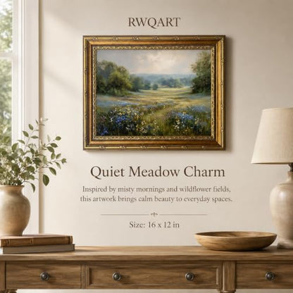 Framed Wildflower grassland Canvas Wall ArtFarmhouse Artwork 16x12 Inch - color: Framed Wildflower grassland 36, size: 16"L x 12"W