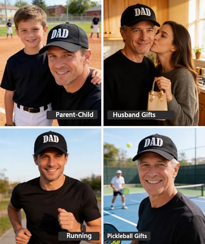 Dad Hats for Men, 3D Embroidered Dad Baseball Cap - color: Black
