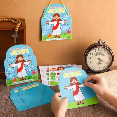 Motipuns 24 Pcs What a Friend We Have in Jesus Craft Kit Jesus Christian Vacation Bible School Crafts for Kids Classroom Sunday School Church Activities Camping Party Favors