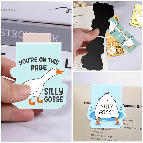 Funny Goose Magnetic Bookmarks, Cute Animal Book Marks for Reading - style: Silly Gosse