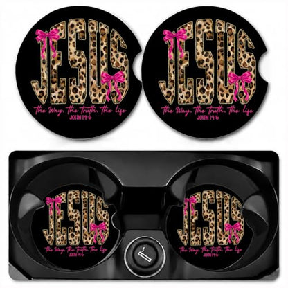 Car Coasters for Cup Holders, Jesus Car Coasters Set of 2, B18 - color: Jesus