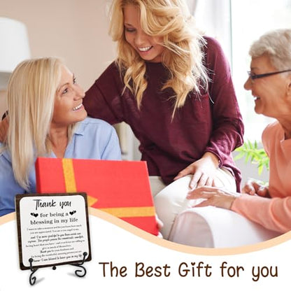 Thank You Gifts, Appreciation Gifts for Women Men, Thank You Wooden Plaque Sign With Stand, Thank You for Being A Blessing in My Life Sign, Thanksgiving Day Gifts for Family Member Desk Decor - style: Q