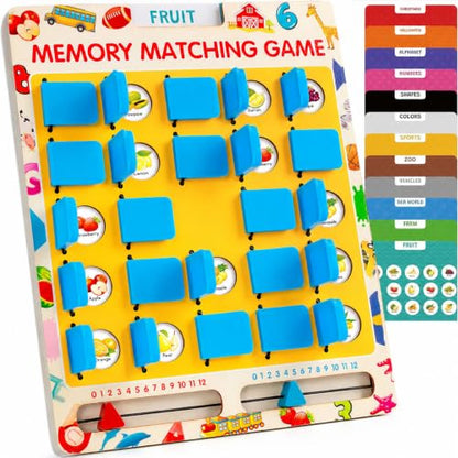 Matching Memory Game for Kids, Travel Toys Games Activities for 3 4 5 6 7 8 - color: Blue