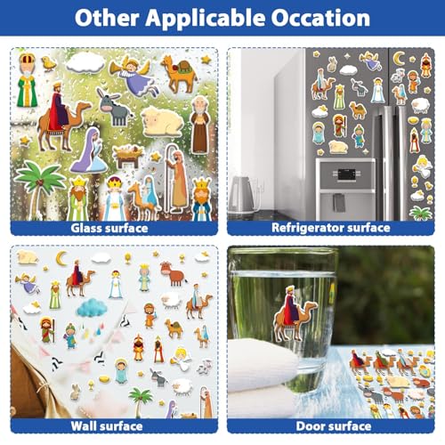 Christmas Nativity 3D Puffy Sticker Activity Book 100 Reusable Stickers Kids Activities Religious Scene Sticker Book Xmas Holy Night Removable Stickers for Toddlers Ages 4+ Gifts Toys Supplies Favor - style: Christmas Nativity