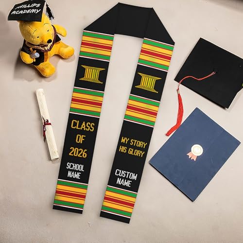 MDPrints Global Kente Graduation Sash 2026, Black Girl Magic Graduation Sash 2026, Class of 2026 Graduation Gift - color: Qh121 Q6
