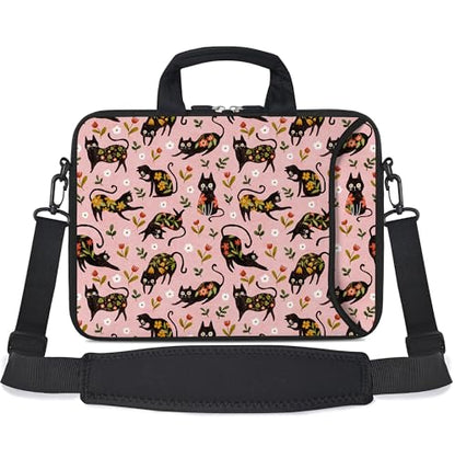 RICHEN Messenger Bag Carrying Case Sleeve with Handle Accessory Pocket Fits Laptops/Notebook/ebooks/Kids tablet/ipad (11-13.3 inch, Flowers Cats) - color: Flowers Cats, size: 11-13.3 inch