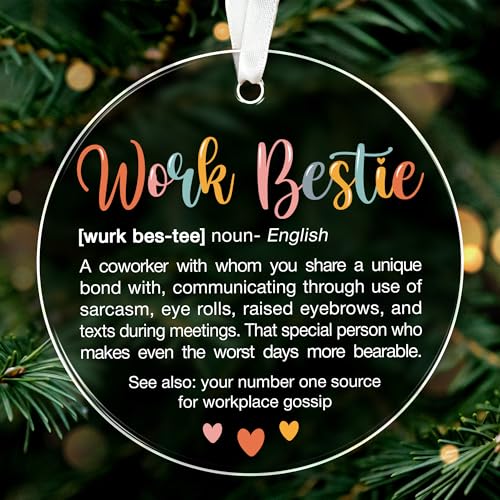 ZAGKOO Work Besties Gifts for Women, Work Friends - Coworker Ornament, Christmas Coworkers Gifts, White Elephant, Secret Santa Office Ideas for Co Workers - Acrylic Ornament 2026 - color: Work Bestie 2026