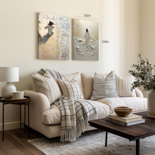 Snlihc Wrapped Canvas Jesus Walking on Water Hallway Wall Art 16x24 in - color: Water, size: 24"L x 16"W