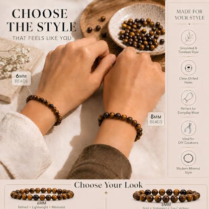 Cherry Tree Collection 100PCS 6mm Tiger Eye Round Bead Craft Kit - color: tiger eye, size: 6mm