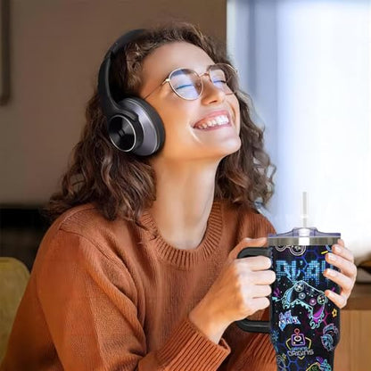 40oz Gamer Tumbler With Handle Lid and Straw,Cool Gamer Gift For Boys/Girls,Video Game Gifts,Gaming Gifts For Men/Women Stainless Steel Insulated Bottle Travel Mug Coffee Cup - color: Gamer 40oz