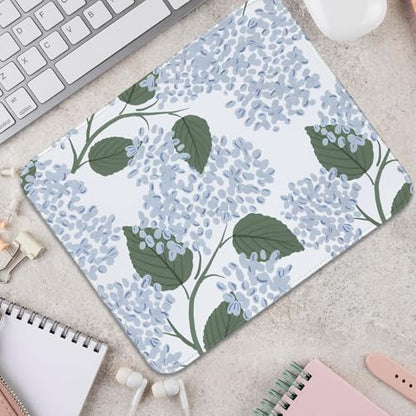 UTELKA Blue Flroal Mouse Pad, Hydrangea Mousepad Aesthetic 10x8 - color: Light Blue Hydrangea, size: 10.2L x 8.2W inches