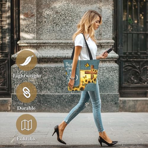 Bible Tote Bags For Women Religious Church Bag Christian Tote Bags Inspirational For Women Organizer Christian Gift - color: Bible Sunflower