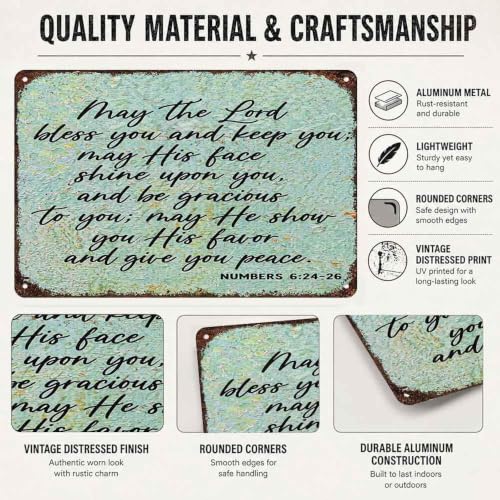 Biblical Blessing Verse Aluminum Metal Sign 8 x 12 Inch