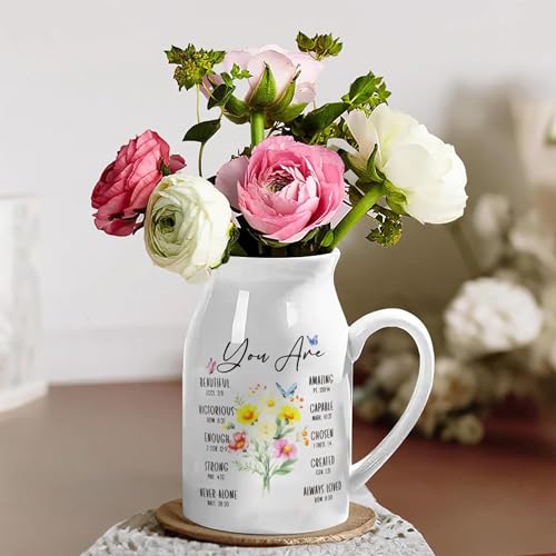 Christian Gifts for Women Birthday, Religious Vases for Flowers, Bible Verse Gift, Inspirational Gifts for Friends, Mom, Sister, Daughter, Girl, Female Coworker