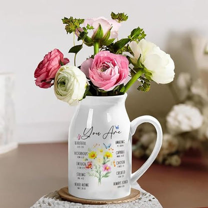Christian Gifts for Women Birthday, Religious Vases for Flowers, Bible Verse Gift, Inspirational Gifts for Friends, Mom, Sister, Daughter, Girl, Female Coworker