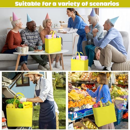 Windyun Reusable Grocery Bags Non Woven with Handles - color: Yellow