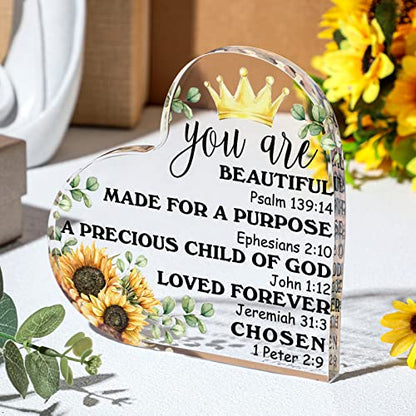 Gerrii Christian Gifts for Women Bible Verse Plaque, Sunflower - style: Sunflower