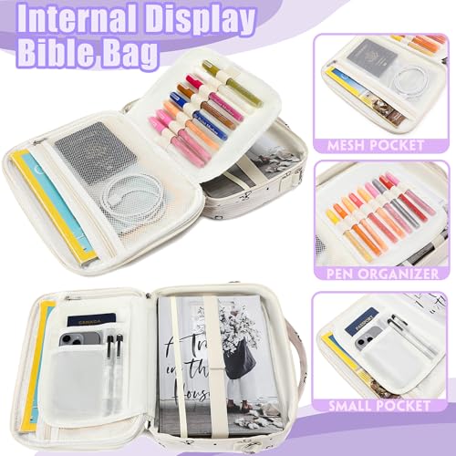 Bible Cover Case for Women Grils Bible Cover with Shoulder Strap Bible Case for Bible Study Accessories-Ideal Gift for Women and Girls,Bow Parttern