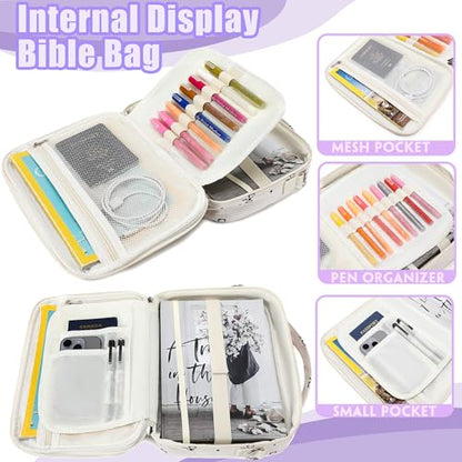 Bible Cover Case for Women Grils Bible Cover with Shoulder Strap Bible Case for Bible Study Accessories-Ideal Gift for Women and Girls,Bow Parttern