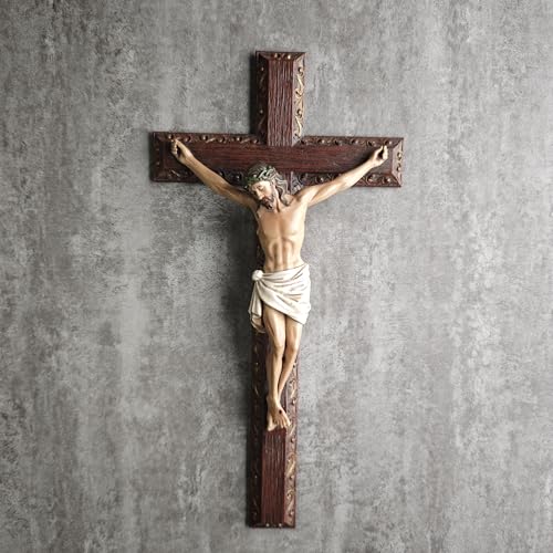 BC Catholic Crucifix Wall Cross, 12" H Jesus Cross for wall - color: Full color