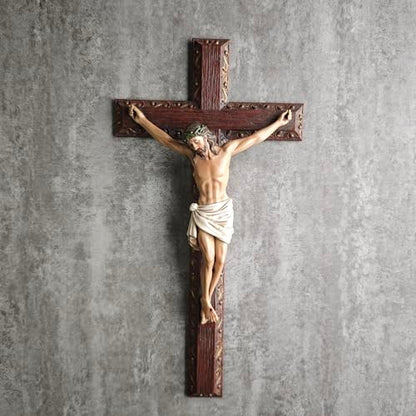 BC Catholic Crucifix Wall Cross, 12" H Jesus Cross for wall - color: Full color