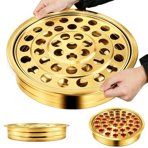 Stainless Steel Gold Communion Tray, 40 Cup Openings, Stackable Silver Church Communion Cup Holder for Worship Services, Holy Communion Supplies, 1 Tray Only, Cups and Lid Not Included - color: Gold
