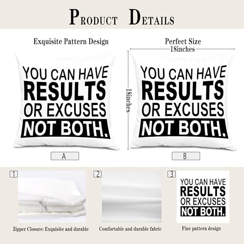 Black and White Inspirational Throw Pillow Covers 18x18, Positive Motivational Minimalist Decorative Pillow Covers for Home Bedroom Office Workplace Gym - color: Colour -Y
