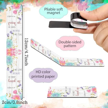 Chinco 30 Pcs Magnetic Christian Bookmarks - Bible Verse Inspirational Scripture Page Clips, Religious Prayer Bookmarks for Women, Kids, Teachers, Church Supplies & School Gifts(Flower) - style: Flower