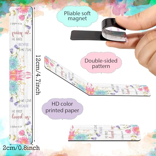 Chinco 30 Pcs Magnetic Christian Bookmarks - Bible Verse Inspirational Scripture Page Clips, Religious Prayer Bookmarks for Women, Kids, Teachers, Church Supplies & School Gifts(Flower) - style: Flower