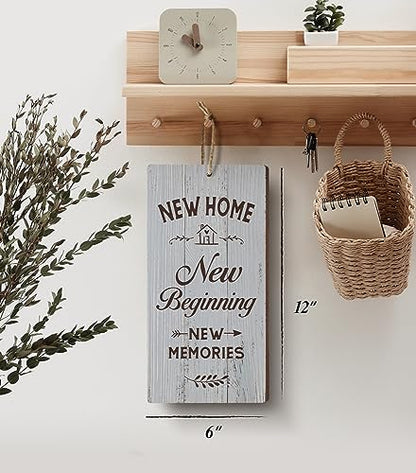 YZEXEZY New Home New Beginning Sign 12"x6" House Warming Gifts for Couple Home Owners House Wall Decor - style: New Home New Beginning
