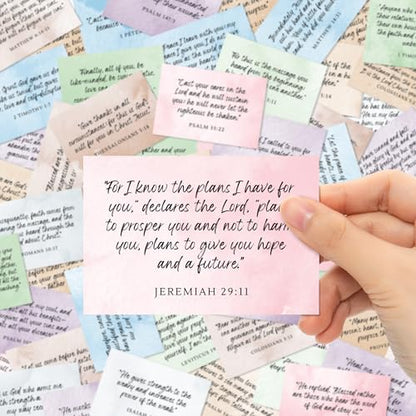 Bible Verse Cards, 60 Scripture Cards with Bible Verses - color: Watercolor