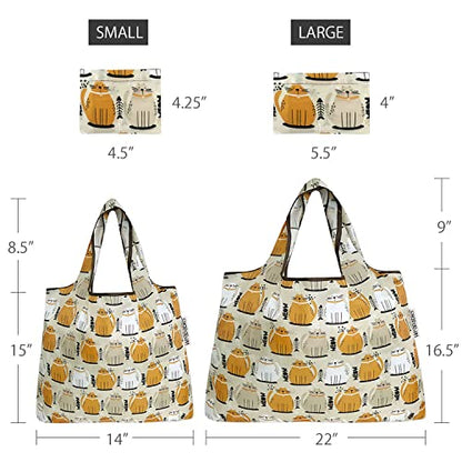 allydrew Large Foldable Tote Nylon Reusable Grocery Bags - color: Set of 2, Cat Food, size: Large & Small (Set of 2)