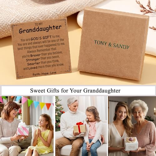 TONY & SANDY Christian Gifts for Women, Religious Cross Bracelet Faith Jewelry, Confirmation Baptism Christmas Birthday Gifts for Women, Unique Gifts for Teens Girls Kids Adults - style: Granddaughter