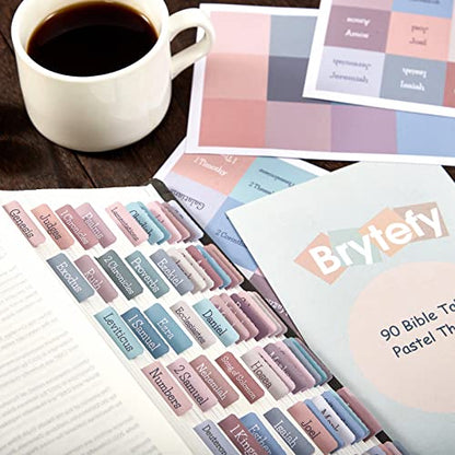 Pastel Bible Tabs, Laminated Bible Tabs for Women, Bible Journaling Supplies, Bible Book Tabs, Christian Gift, 90 Bible Tabs Old and New Testament, Includes 24 Blank Tabs - color: Pastel